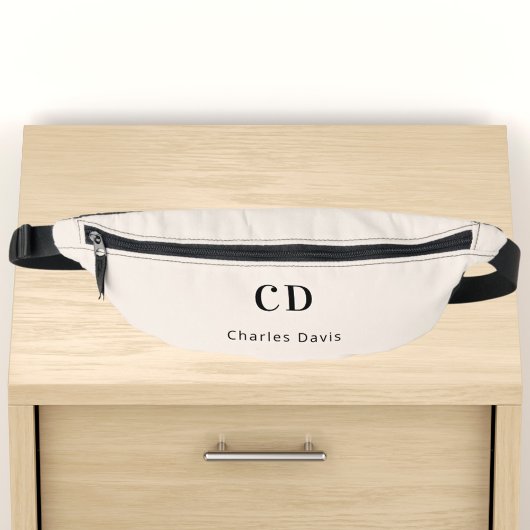 Beige monogram initialen naam heuptasje