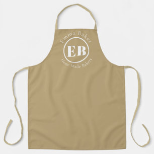 Beige Monogram Koks Schort Met Aangepast Bakkerij