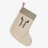Beige monogram modern gewei kleine kerstsok (Voorkant (Hangend))