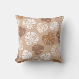 Beige monstera laat een naadloos patroon achter. T Kussen