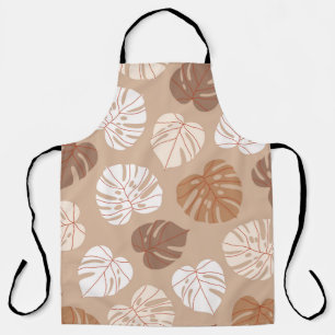 Beige monstera laat een naadloos patroon achter. T Schort
