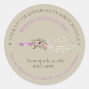 Beige Mooie Catering Bakkerij Chef Glitter Gardeer Ronde Sticker