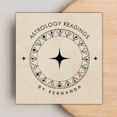 Beige Moon Cycle Astrologie Afmetingen Spiritueel Vierkante Visitekaartje