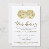 Beige Moon Twins Baby shower Kaart (Voorkant)