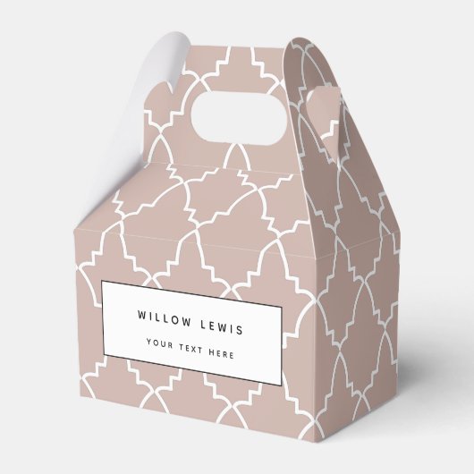 Beige Moroccan Lattice Pattern Bedankdoosjes (Voorkant Zijde)