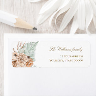 beige munt boho bloemen pampas gras etiket