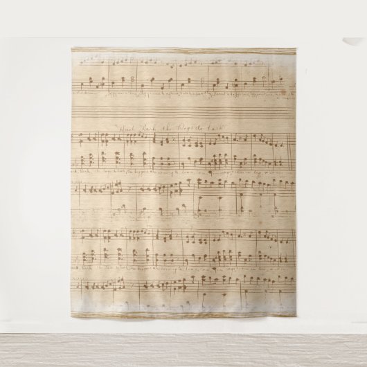 -beige muzieknoten wandkleed (Voorkant)