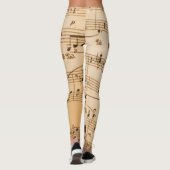 Beige muzieknotities leggings (Achterkant)