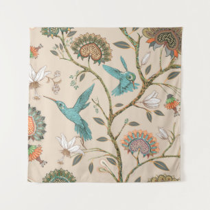 Beige naadloos patroon met gestileerde bloemen en  wandkleed