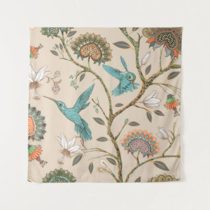 Beige naadloos patroon met gestileerde bloemen en wandkleed