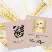 Beige naam bedrijf logo QR code hang label