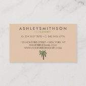 Beige Natural Minimalist tropical Palm tree Visitekaartje (Achterkant)