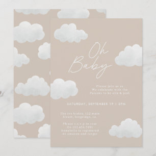 Beige naturel Oh Baby shower modern stijlvol Kaart