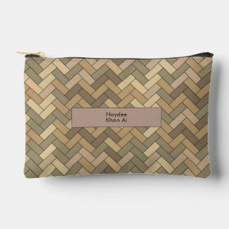 Beige Natuurlijke Heringbone Naam Reistas Etui