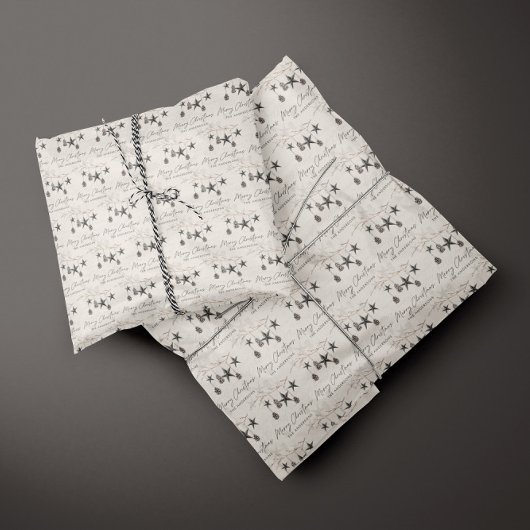 Beige natuurlijke moderne elegante kerst tissuepapier