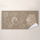 Beige Nautical Seashell Bath Towel (Serviette de bain)