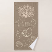 Beige Nautical Seashell Bath Towel Badhanddoek (Badhanddoek)
