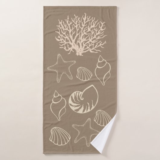 Beige Nautical Seashell Bath Towel Badhanddoek (Badhanddoek)