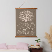 Beige Nautical Seashell Wall Tapestry Hangend Wandkleed (Slaapkamer)