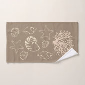 Beige Nautical Seashells Bath Towel Set (Serviette à main)