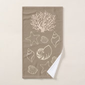 Beige Nautical Seashells Bath Towel Set Bad Handdoek (Handdoek)