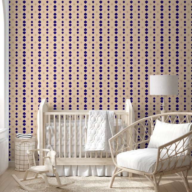Beige & Navy Minimal Geometric – Modern accent Behang (Kinderen)