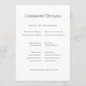 Beige Neutral Floral Wedding Programma (Achterkant)
