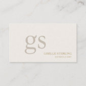 Beige Neutral Monogram QR Code Professional Visitekaartje (Voorkant)