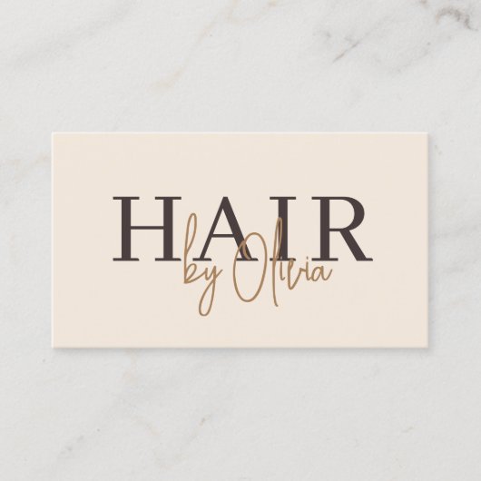 Beige Neutral QR Code Hair Stylist Modern Visitekaartje (Voorkant)