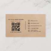 Beige Neutral Suede QR Code Hair Stylist  Visitekaartje (Achterkant)