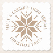 Beige Neutrale Aangepaste Tekst Snowflake Vakantie Kartonnen Onderzetters (Voorkant)