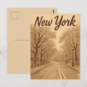 Beige New York Briefkaart (Voorkant / Achterkant)