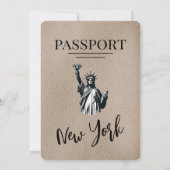 Beige New York Passport Wedding Kaart (Achterkant)