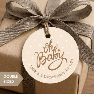 Beige - Oh Baby - Cadeautags voor babyshower Bedankjes Labels