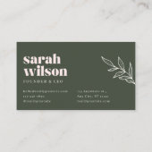 Beige Olive Green Santé Carte de visite de bien-êt (Dos)