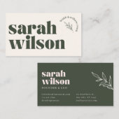 Beige Olive Green Santé Carte de visite de bien-êt (Devant / Derrière)