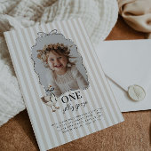 Beige One Silly Goose 1st Birthday Invitation