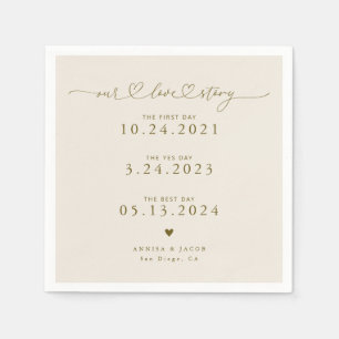Beige Ons Liefdesverhaal Script Hearts Wedding Servet