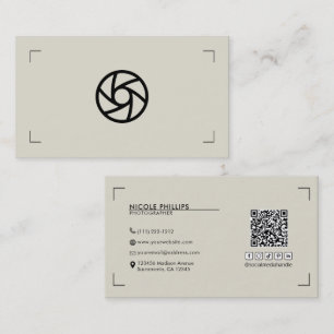 Beige op maat gemaakte logo fotografiebeugels mode visitekaartje