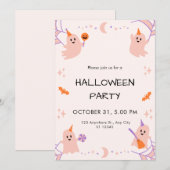 Beige Orange Noir Joueur Halloween Invitation (Devant / Derrière)