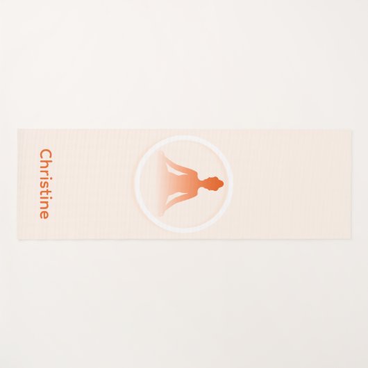 Beige-Oranje yogapose en aangepaste naam Yogamat (Voorkant (horizontaal))