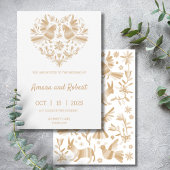 Beige OTOMI MEXICAN HEART INVITATIE Aankondiging
