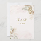 Beige pampas Elegante bruiloft uitnodiging in het (Achterkant)
