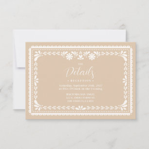 Beige Papel Picado Huwelijksdetails Kaart