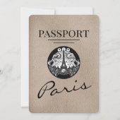 Beige Paris Passport Bewaar de datum Save The Date (Voorkant)