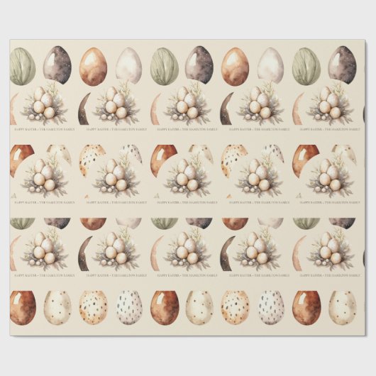 Beige Pastel Easter Eggs Family Name Cadeaupapier (Vlak)