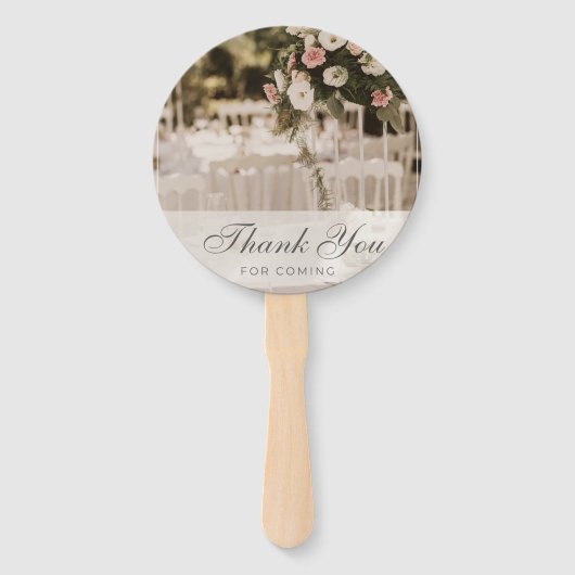 Beige pastel elegant dank u souvenir handwaaier (Achterkant)