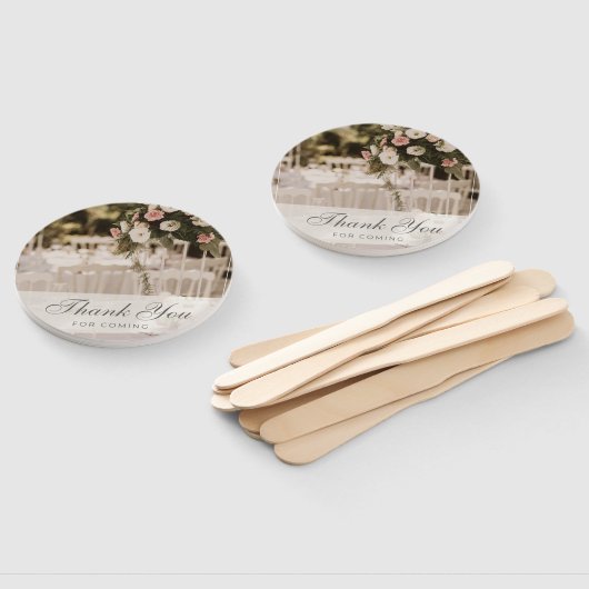 Beige pastel elegant dank u souvenir handwaaier (Niet-gemonteerd)