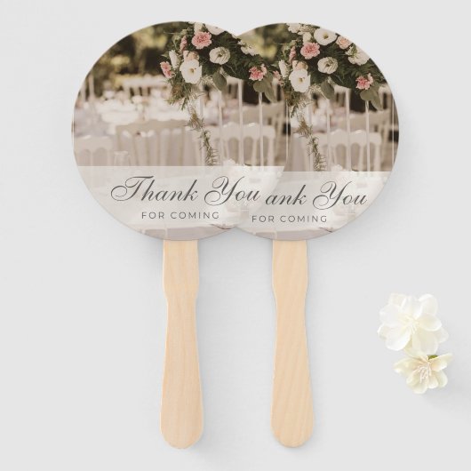 Beige pastel elegant dank u souvenir handwaaier (Voorkant en achterkant)