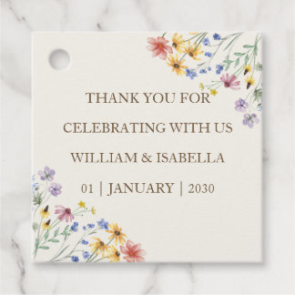 Beige Pastel Wilde Bloem Bedankjes Labels